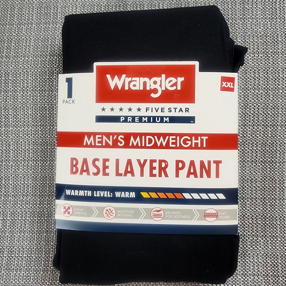 Wrangler Mens XXL Black Base Layer Pant Thermal